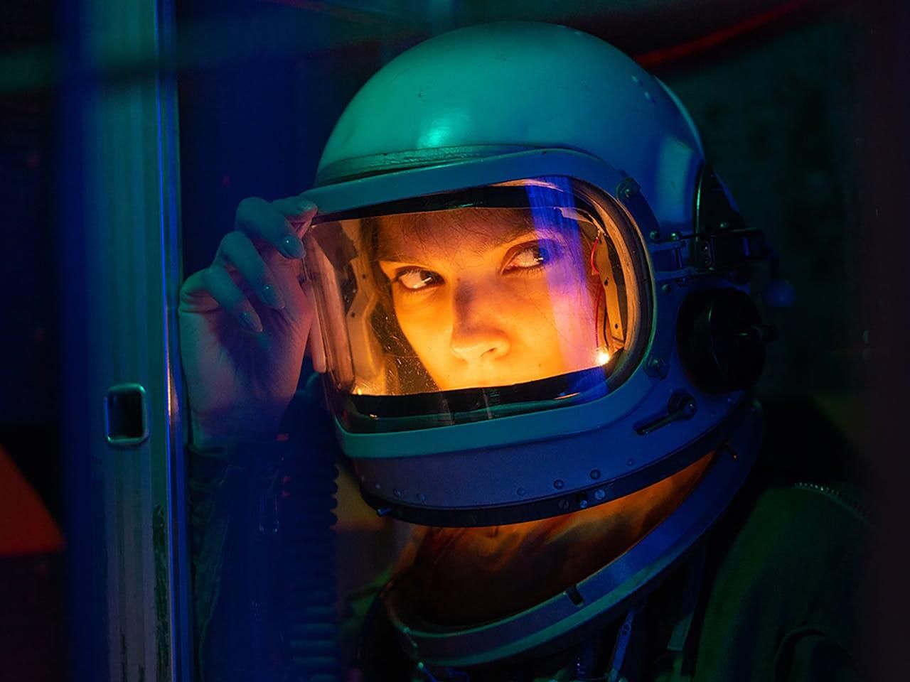 A woman in a space suite